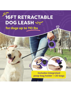 Correa Retráctil para Perros Hertzko 4.88 m Nylon 50 kg 2