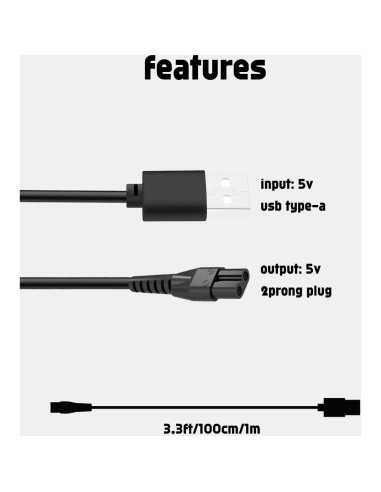 Cargador USB Veeconn T4 para Cortadoras de Perros 1m + Cepillo