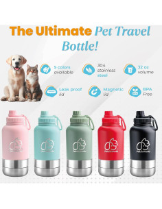 Botella de Agua Portátil PetzioWorld 32 oz con Cuencos Plegables 2