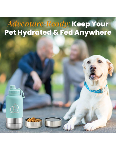 Botella de Agua Portátil PetzioWorld 32 oz con Cuencos Plegables