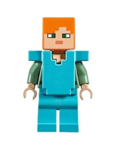 MiniFigura LEGO Minecraft Alex con Armadura Azul y Espada 2