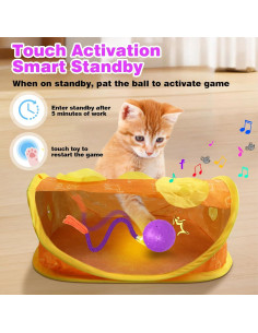 Juguete Interactivo para Gatos BENTOPAL con Bola y Túnel 2