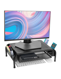 Soporte de Monitor de Malla Metálica Mr. Pen con Cajón Extraíble