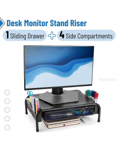 Soporte de Monitor de Malla Metálica Mr. Pen con Cajón Extraíble 2