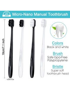 20 Piezas Cepillos de Dientes Extra Suave Patelai con Cerdas de Carbón 2