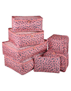 Set de Organizadores de Equipaje Vercord 7 Piezas Nylon Leopardo Rosa