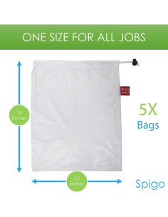 Bolsas de Malla Reutilizables Spigo 30x35 cm - 5 Piezas 2