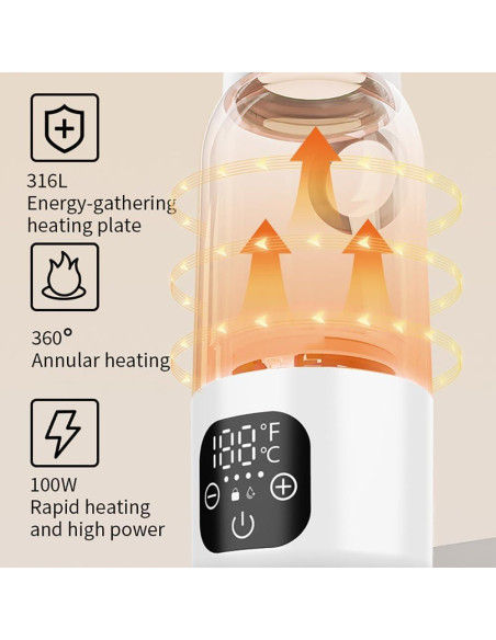 Calentador de Botellas Portátil EUBUY 500ml Inalámbrico USB-C