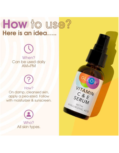 Suero Facial GLEOW Vitamina C y Ácido Hialurónico 56.7ml