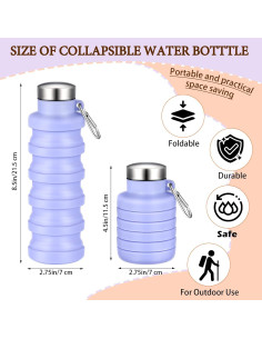 Botellas de Agua Plegables Baderke 2 Pcs 500ml Silicona 2