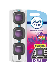 Febreze Clip de Aire Fresco para Auto Gain Brisa de Luna 3 Piezas