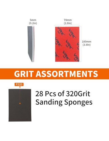 28 Esponjas de Lijado VRKET 320 Granos para Madera y Metal