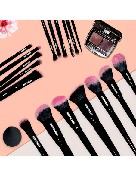 Juego de Pinceles de Maquillaje Vegano SHOPiiLAND 18 Piezas