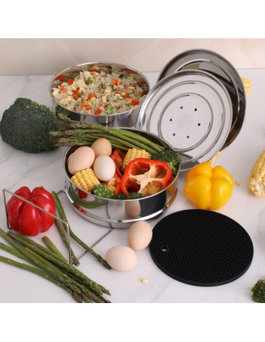 Bandejas de Vapor Apilables Aozita para Olla de Presión 8 Qt