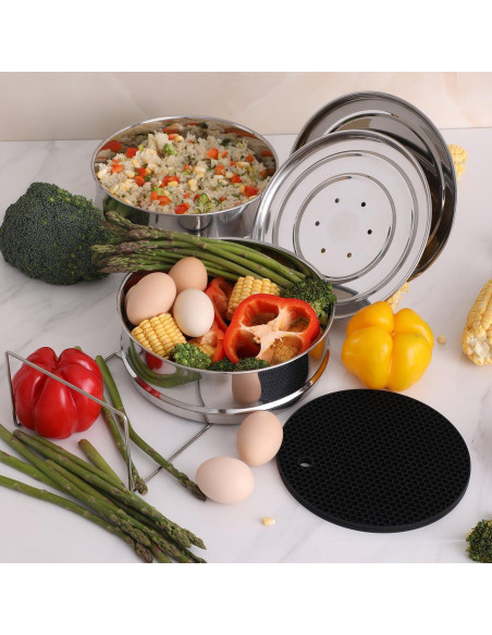 Bandejas de Vapor Apilables Aozita para Olla de Presión 8 Qt