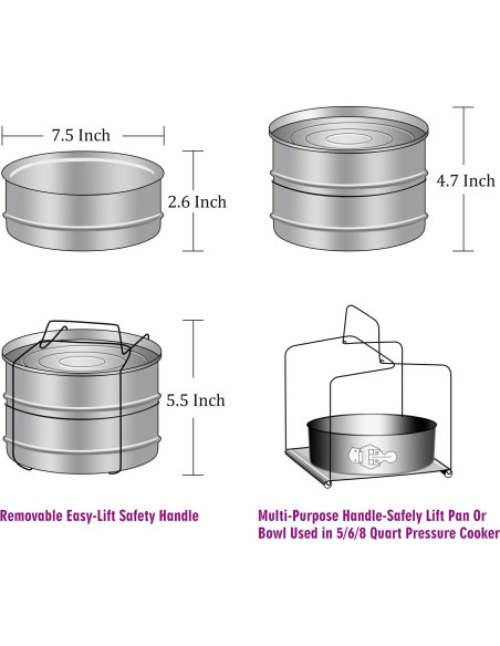 Bandejas de Vapor Apilables Aozita para Olla de Presión 8 Qt