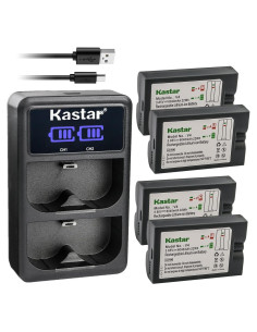 Paquete Kastar 4 Baterías Litio-Ion y Cargador Doble USB LCD