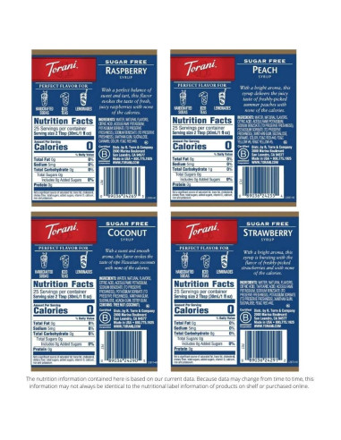 Paquete de Sirope Sin Azúcar Torani - Variedad Soda 4 Sabores