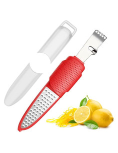 Rallador Zester Pisol Rojo 4 en 1 de Acero Inoxidable