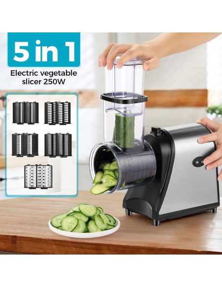 Rallador Eléctrico Nictemaw 250W 5 Cuchillas Acero Inoxidable