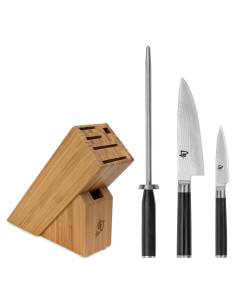 Conjunto de Cuchillos Shun Classic 4 Piezas con Bloque de Bambú