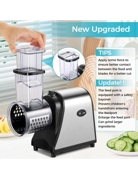 Rallador Eléctrico Nictemaw 250W 5 Cuchillas Acero Inoxidable