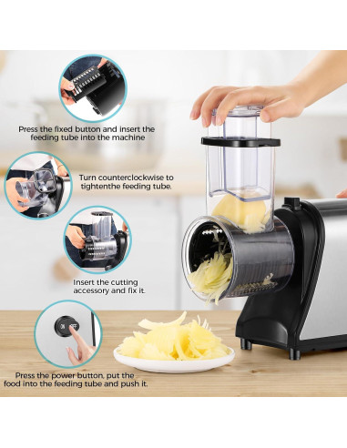 Rallador Eléctrico Nictemaw 250W 5 Cuchillas Acero Inoxidable