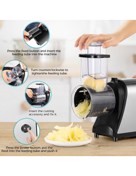 Rallador Eléctrico Nictemaw 250W 5 Cuchillas Acero Inoxidable