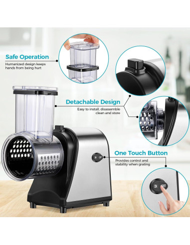 Rallador Eléctrico Nictemaw 250W 5 Cuchillas Acero Inoxidable