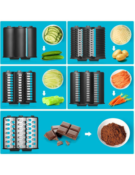 Rallador Eléctrico Nictemaw 250W 5 Cuchillas Acero Inoxidable