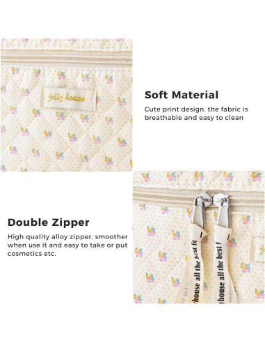 Bolsa de Maquillaje Acolchada HBselect 3PCS Floral Grande