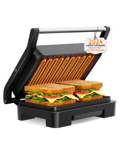 Hacedor de Sándwiches Panini Mihoho 850W Antiadherente Plateado