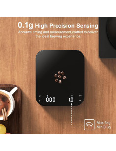 Balanza de Café Digital Ultrean 3kg/0.1g Recargable con Temporizador 2
