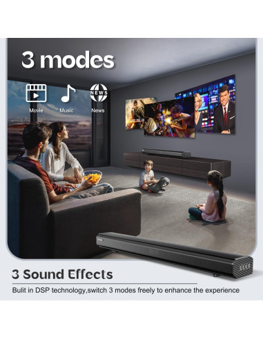 Barra de Sonido OFFSIR 100W 81.28cm Bluetooth HDMI AUX