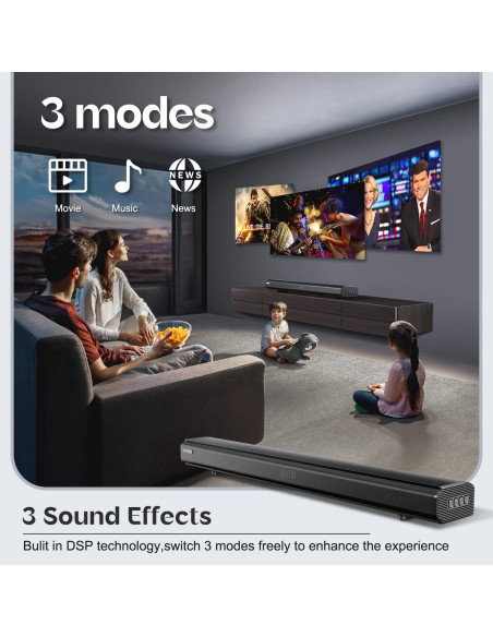 Barra de Sonido OFFSIR 100W 81.28cm Bluetooth HDMI AUX