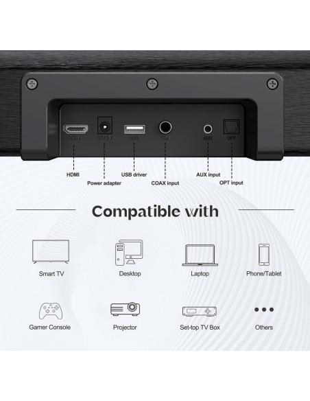 Barra de Sonido OFFSIR 100W 81.28cm Bluetooth HDMI AUX