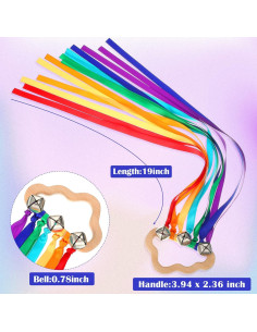 4 Cometas de Cinta de Mano Arcoíris Aoriher con Campanas 2