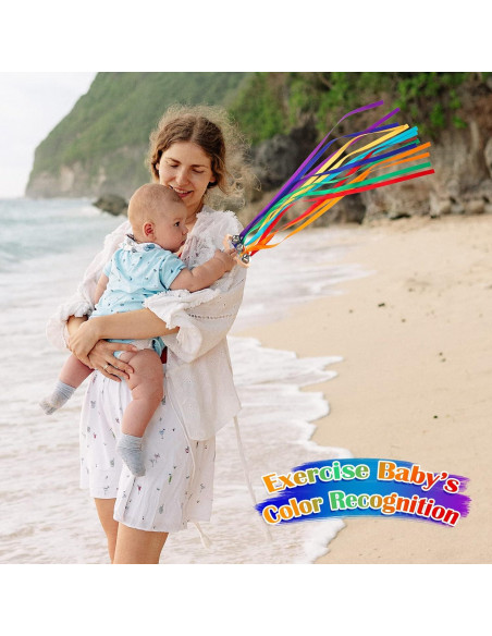 4 Cometas de Cinta de Mano Arcoíris Aoriher con Campanas