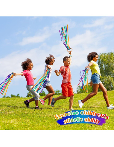 4 Cometas de Cinta de Mano Arcoíris Aoriher con Campanas