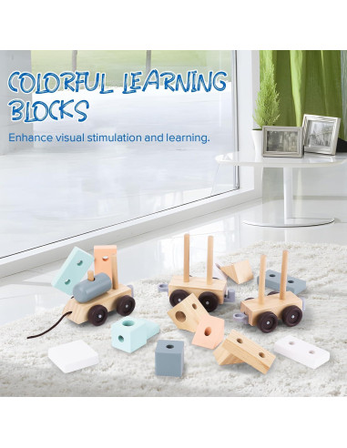 Tren Apilable de Madera umu - Juguete Educativo 17 Piezas