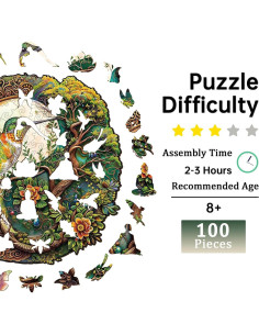 Rompecabezas de Madera Jigfoxy Colibrí Yin Yang 100 Piezas 2