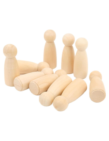 10 Muñecos de Madera Sin Terminar Pssopp 75mm para Pintar