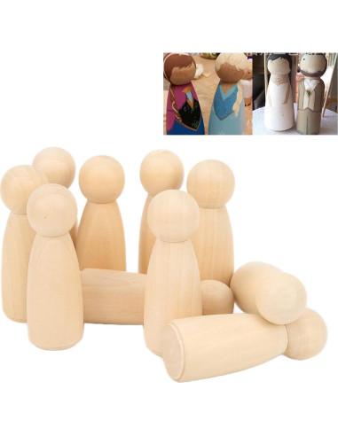 10 Muñecos de Madera Sin Terminar Pssopp 75mm para Pintar