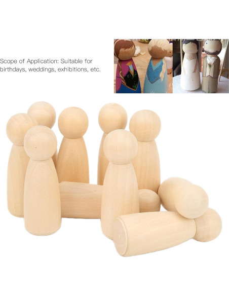 10 Muñecos de Madera Sin Terminar Pssopp 75mm para Pintar