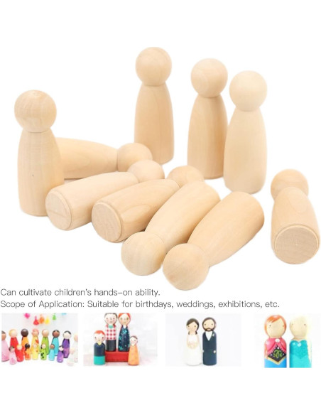 10 Muñecos de Madera Sin Terminar Pssopp 75mm para Pintar