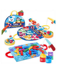 Juego de Pesca Montessori Hahaland con 22 Piezas y Tapete