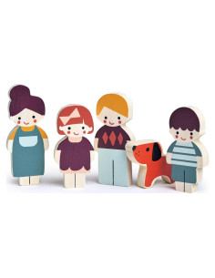 Familia de Muñecas de Madera Mentari - Set 5 Piezas con Perro