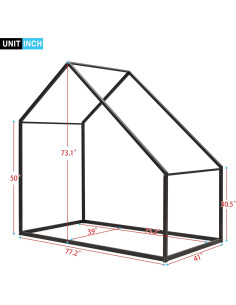 Cama Casa Merax Twin de Metal Montessori para Niños - Negro 2