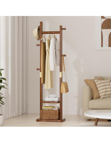 Perchero Independiente Taitiy de Madera Sólida con 5 Ganchos