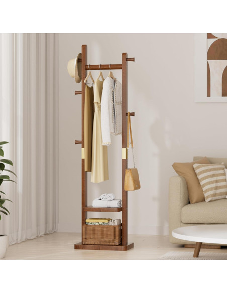 Perchero Independiente Taitiy de Madera Sólida con 5 Ganchos